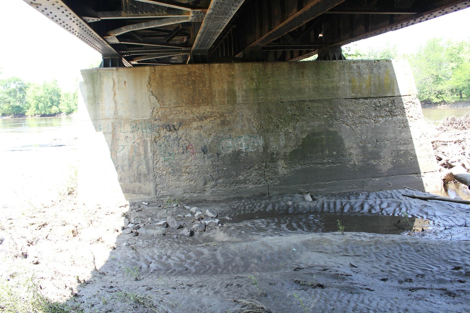 Under east approach girders